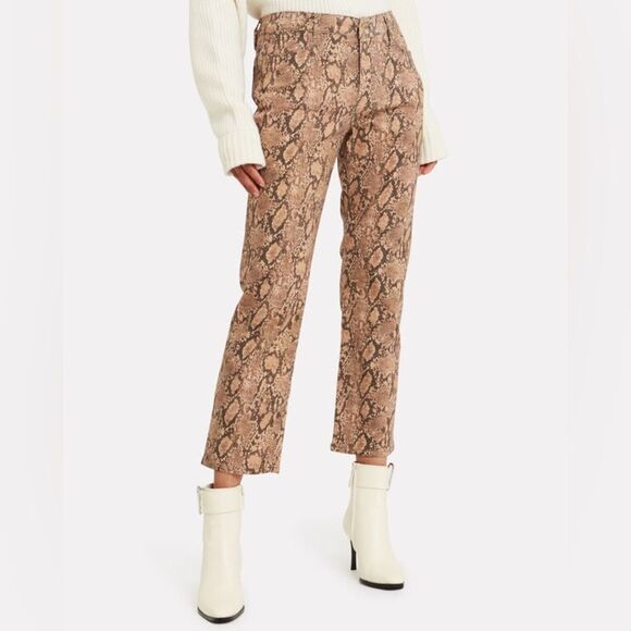 NWOT Frame Le High Straight Leg Python Snakeskin Print Denim Ankle Jeans Size 32 - Picture 1 of 13